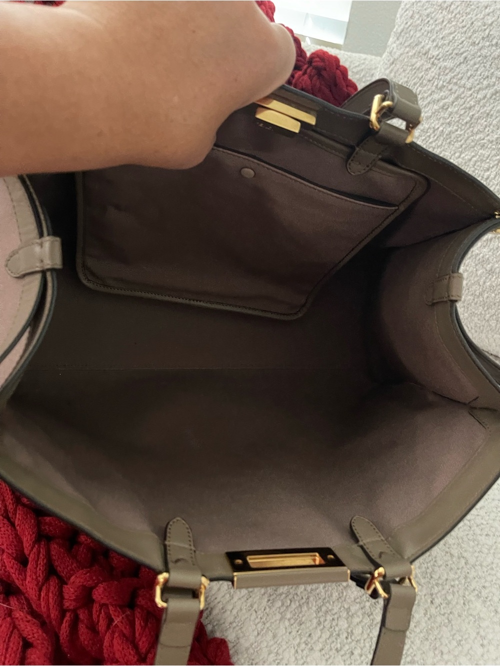 Fendi Brown Taupe FF Jacquard Double-Handle Tote - Picture 6 of 13